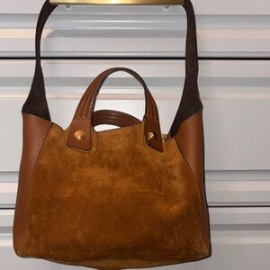Tory Burch Suede & Leather Tote Bag in Brown